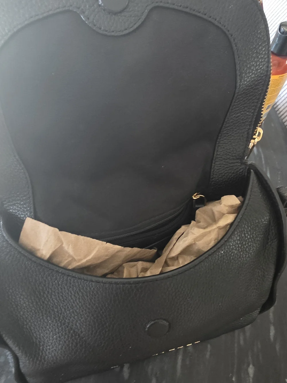 Marc Jacobs Black Leather Crossbody Bag with Gold Hardware